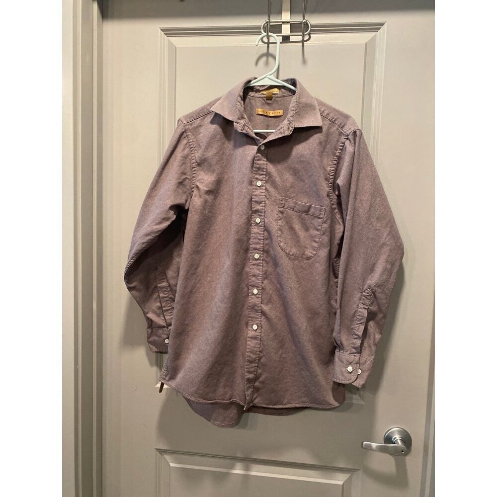 Mens Geoffrey Beene Button Down Shirt Brown Mushroom Dress Shirt 15.5 32/33